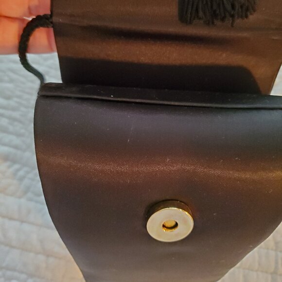 Tiny Black Satin Evening Bag with Tassle - Picture 5 of 6